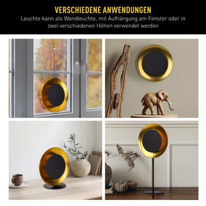 4in1 Akku-/Solar-/Tisch-/Hängeleuchte "SOLAN" H: 41,5cm gold