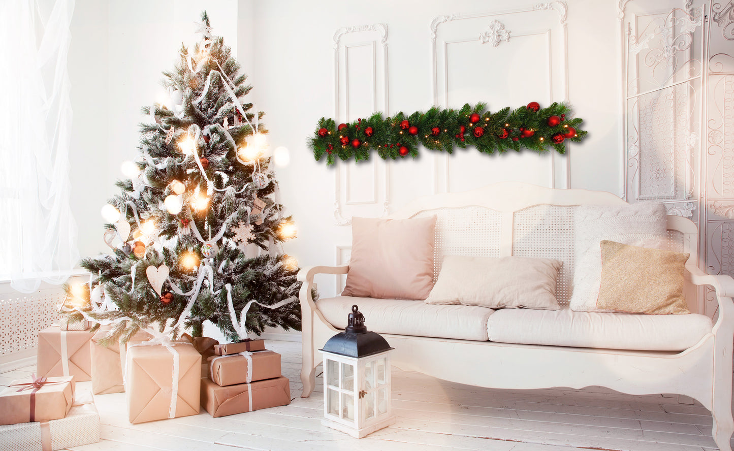 LED-Weihnachtsranke "NOEL" rot
