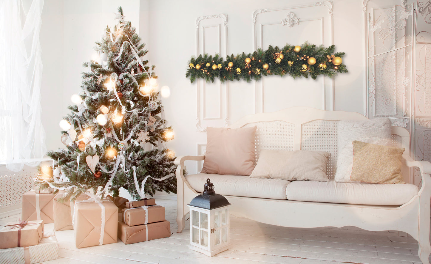LED-Weihnachtsranke "NOEL" gold L: 120cm