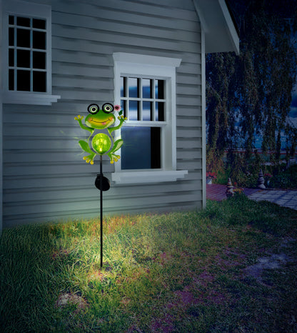 Solar-/Dekoerdspieß "FROGGY Flower" H: 90cm