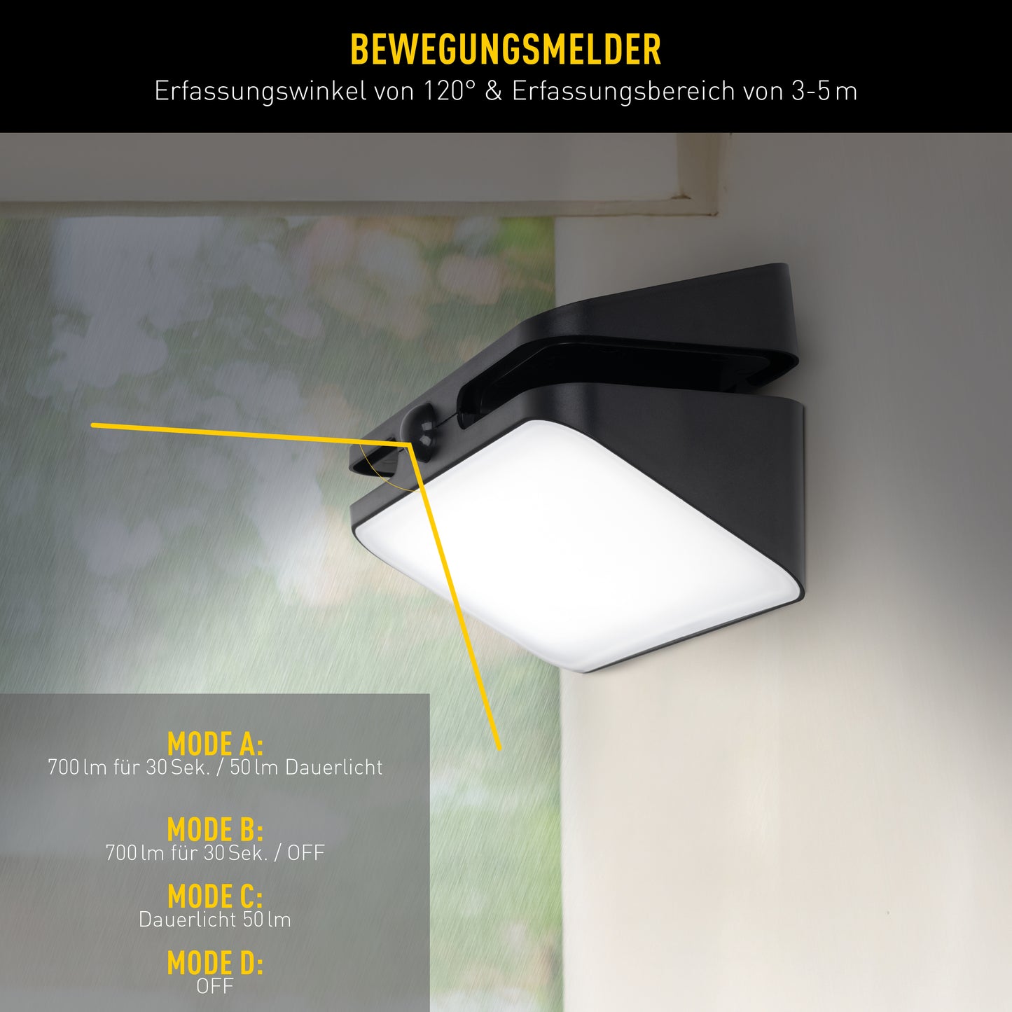 Solar-/Wandleuchte "HÜRTH" L: 21cm inkl. Bewegungsmelder