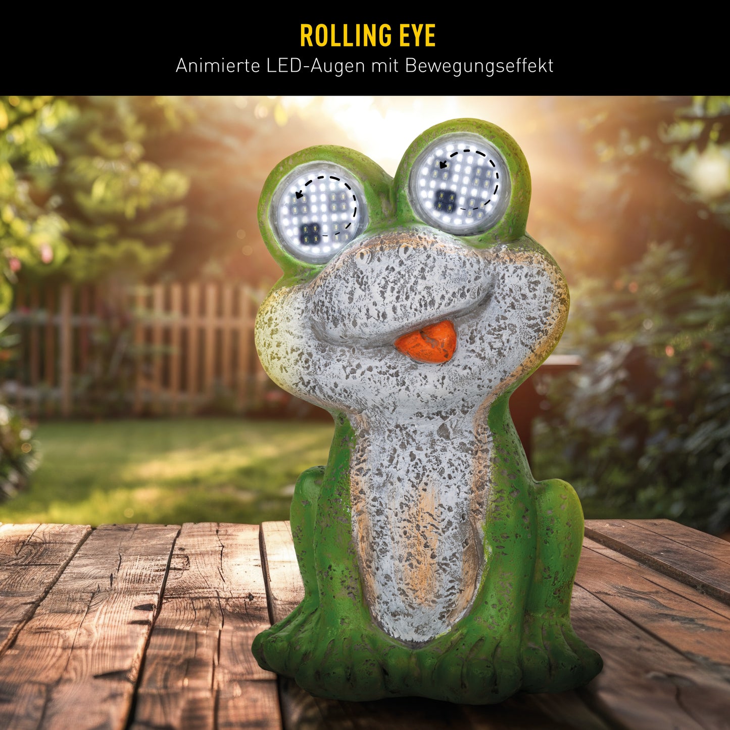 Solar-/Dekoleuchte "FROGGEL"  inkl. Rolling Eye H: 19cm