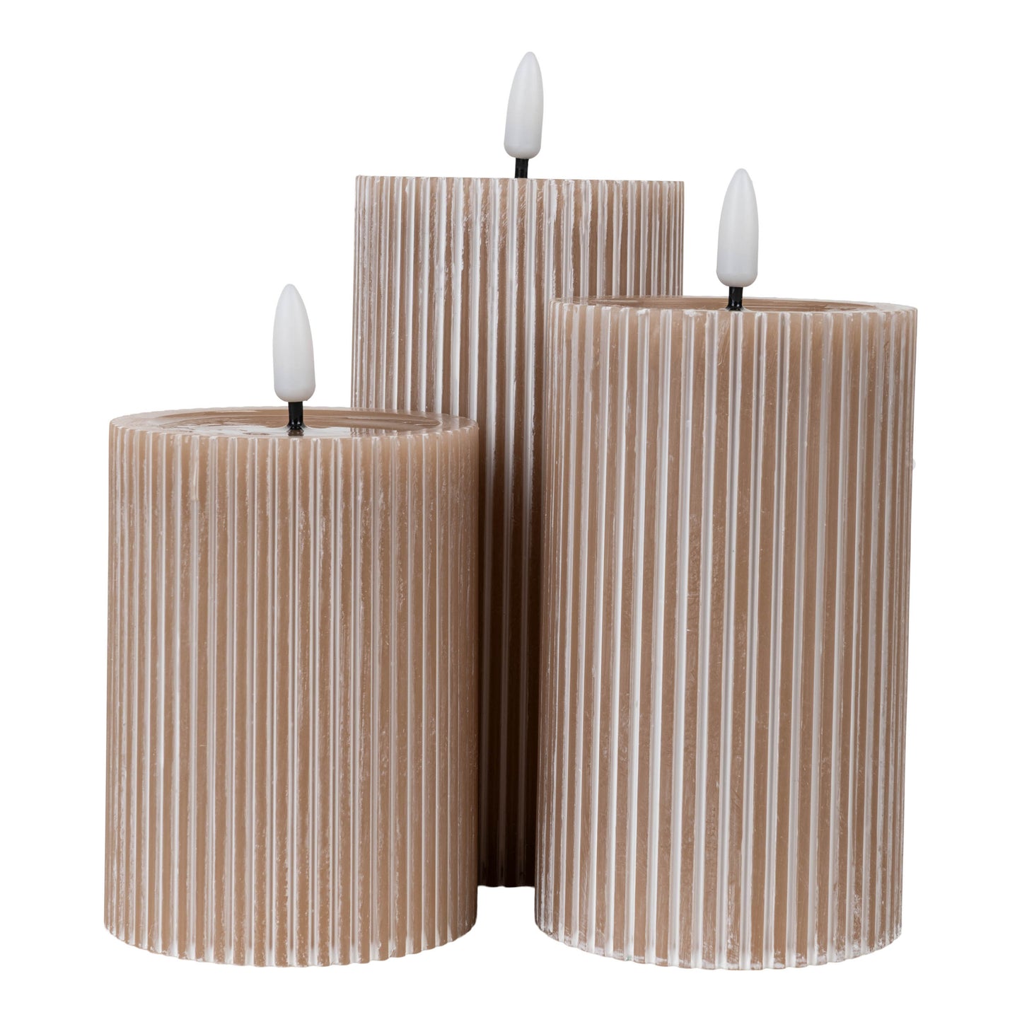 3er-Set LED Kerzen "NURIA" beige