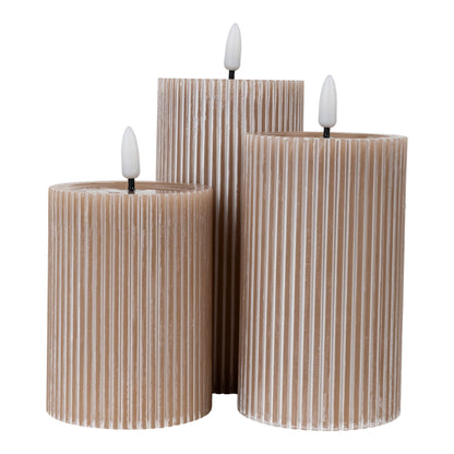 3er-Set LED Kerzen "NURIA" beige