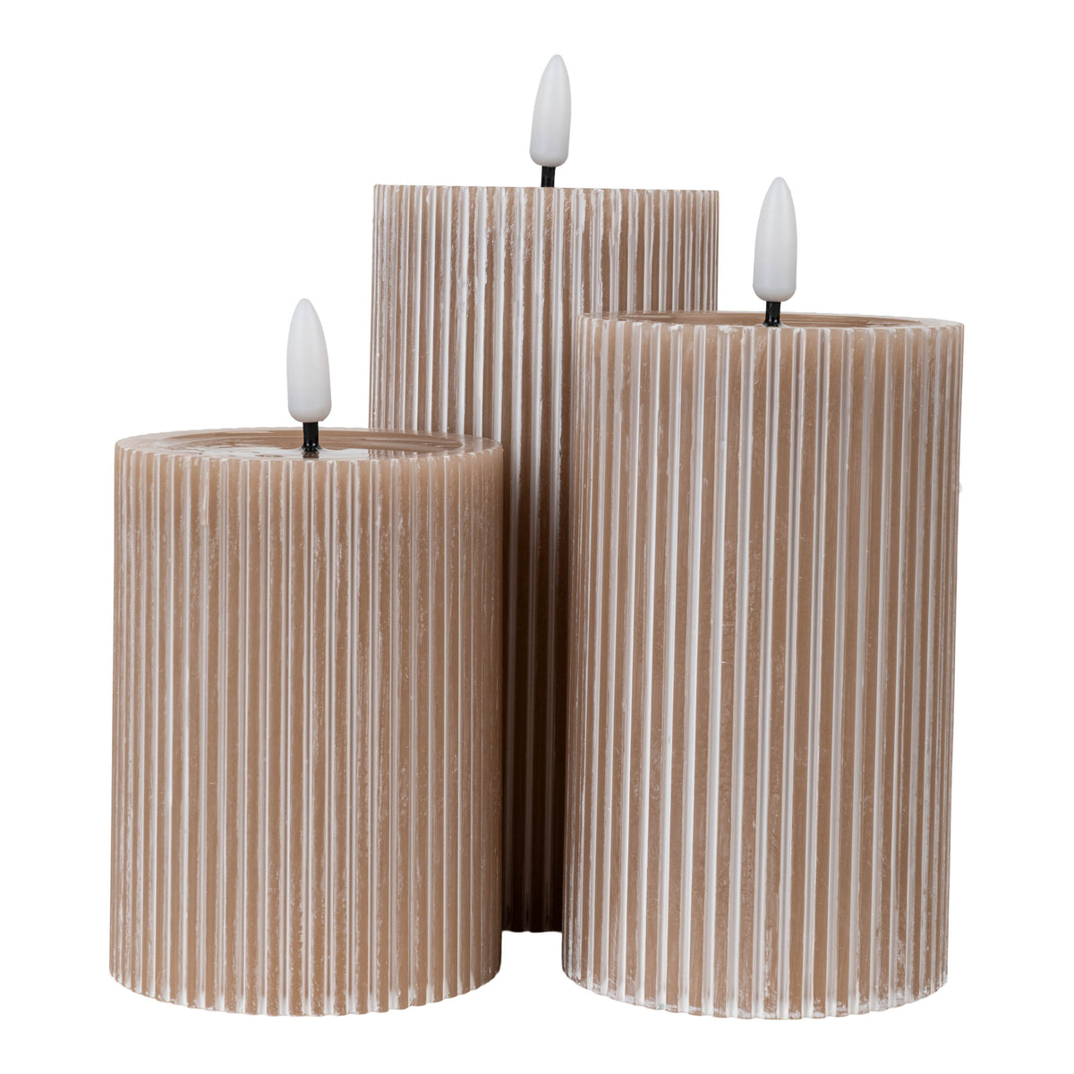 3er-Set LED Kerzen "NURIA" beige