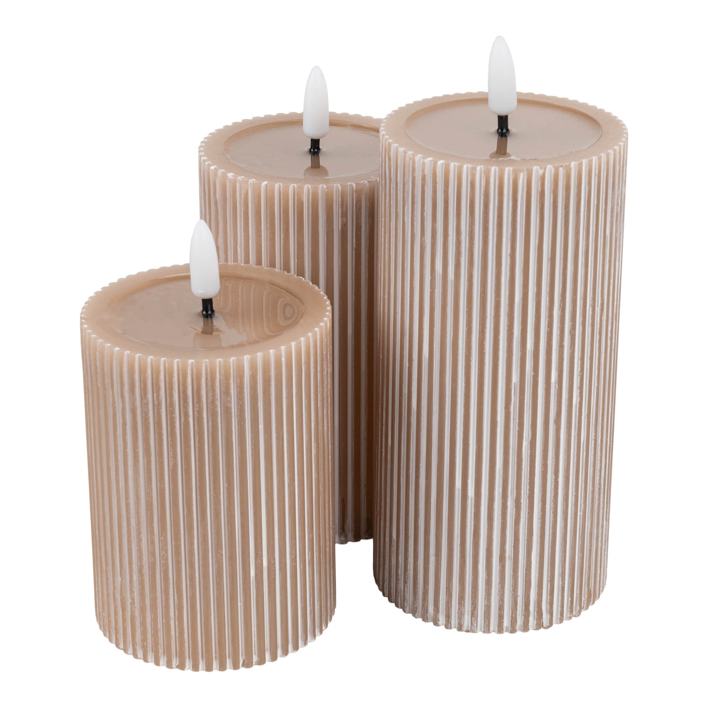 3er-Set LED Kerzen "NURIA" beige