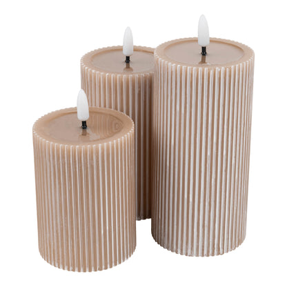 3er-Set LED Kerzen "NURIA" beige