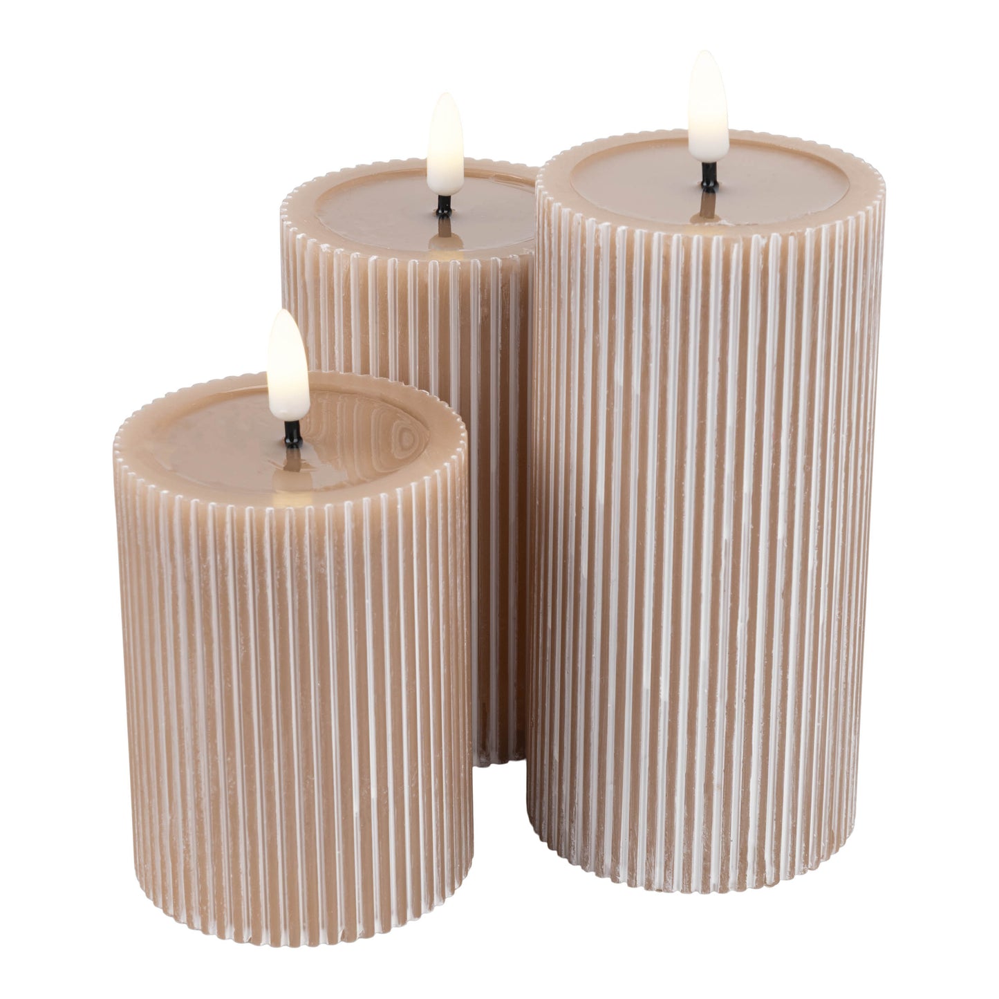 3er-Set LED Kerzen "NURIA" beige