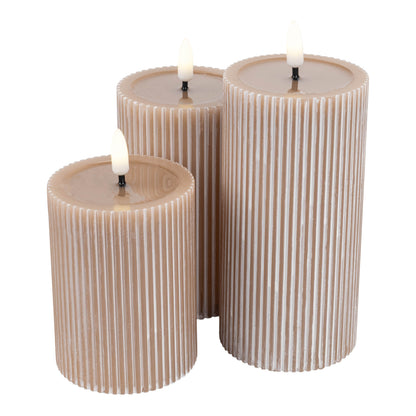 3er-Set LED Kerzen "NURIA" beige