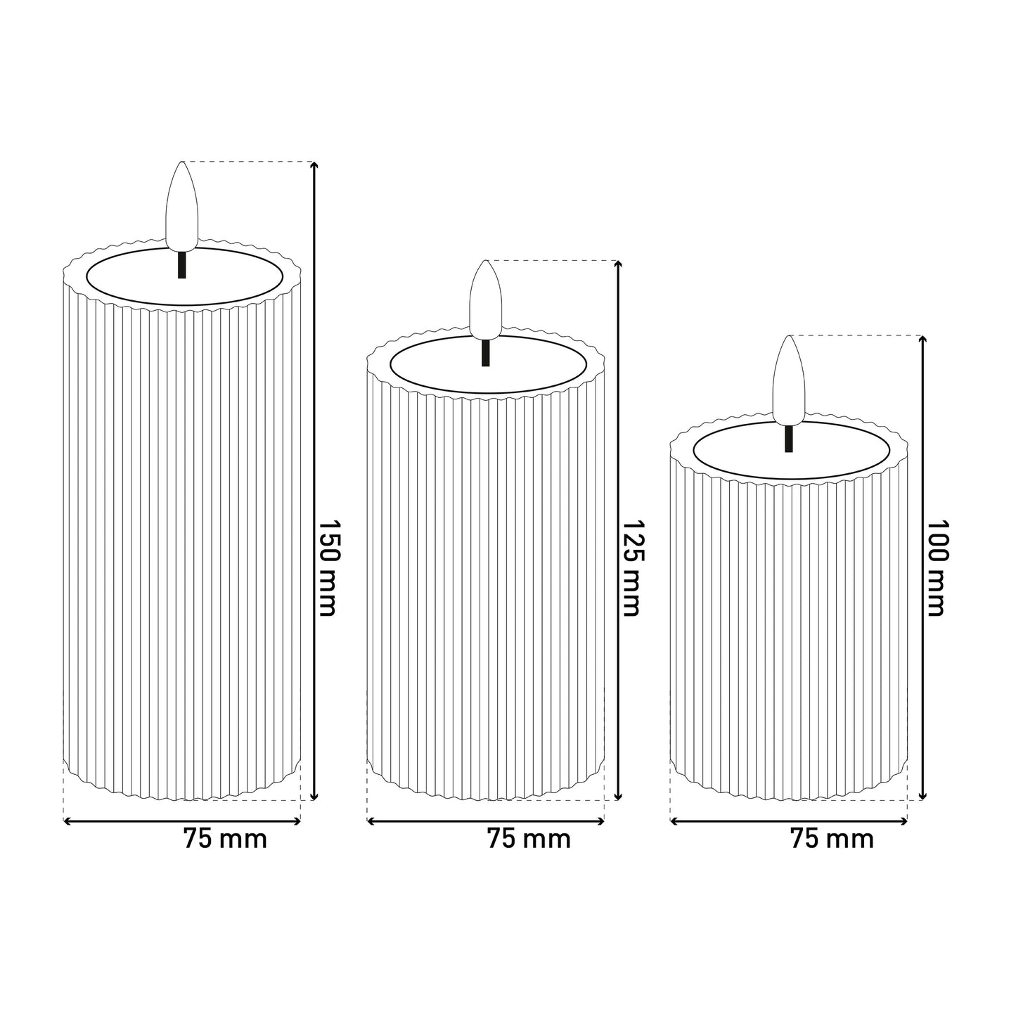 3er-Set LED Kerzen "NURIA" beige