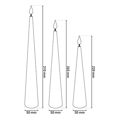 3er-Set LED Kerzen "NANI" grau