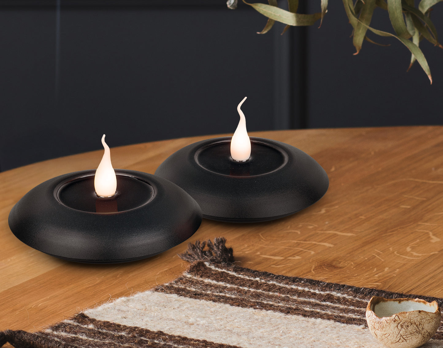 2er-Set LED Kerzen "LELI" Ø: 14,5cm schwarz