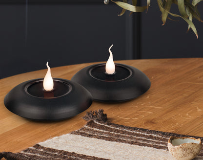 2er-Set LED Kerzen "LELI" Ø: 14,5cm schwarz