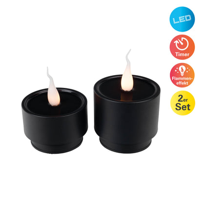 2er-Set LED Kerzen "LONI" Ø: 9cm schwarz