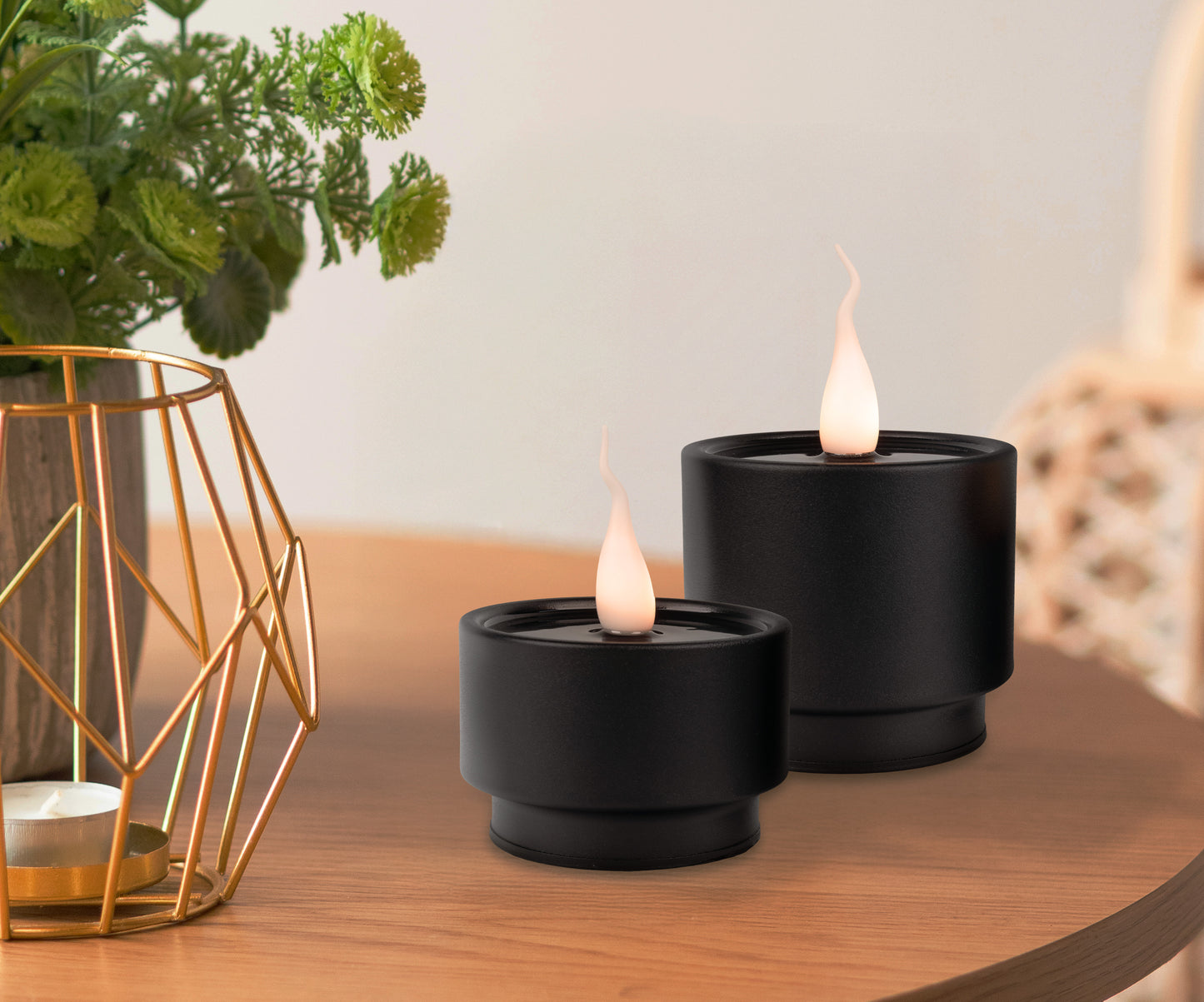 2er-Set LED Kerzen "LONI" Ø: 9cm schwarz