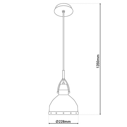 Pendelleuchten - Deko-Pendelleuchte "COTTAGE" d: 22,8cm, Hängelampe im Vintage Style, aus Metall in weiß, 135 cm hoch, Ø 22,8 cm, E27-Fassung