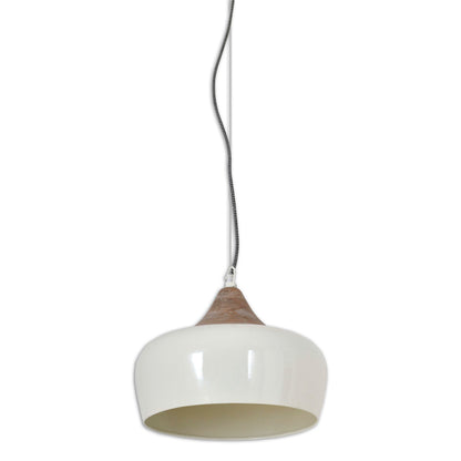 Pendelleuchten - Metall-Pendelleuchte "JAIPUR", Hängelampe im Vintage Style, aus Metall und Naturmaterialien in weiß, 110 cm hoch, Ø 30 cm, E27-Fassung
