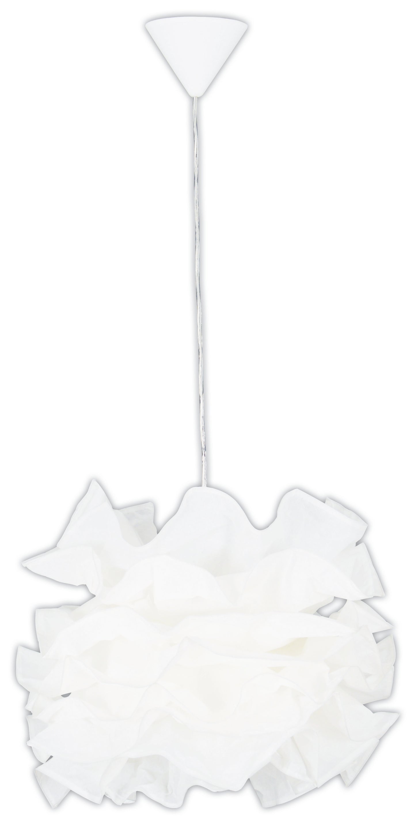 Pendelleuchten - Papier Pendelleuchte "FEDORA", Hängelampe im Romantic Style, aus Papier und Kunststoff in weiß, 120 cm hoch, Ø 55 cm, E27-Fassung