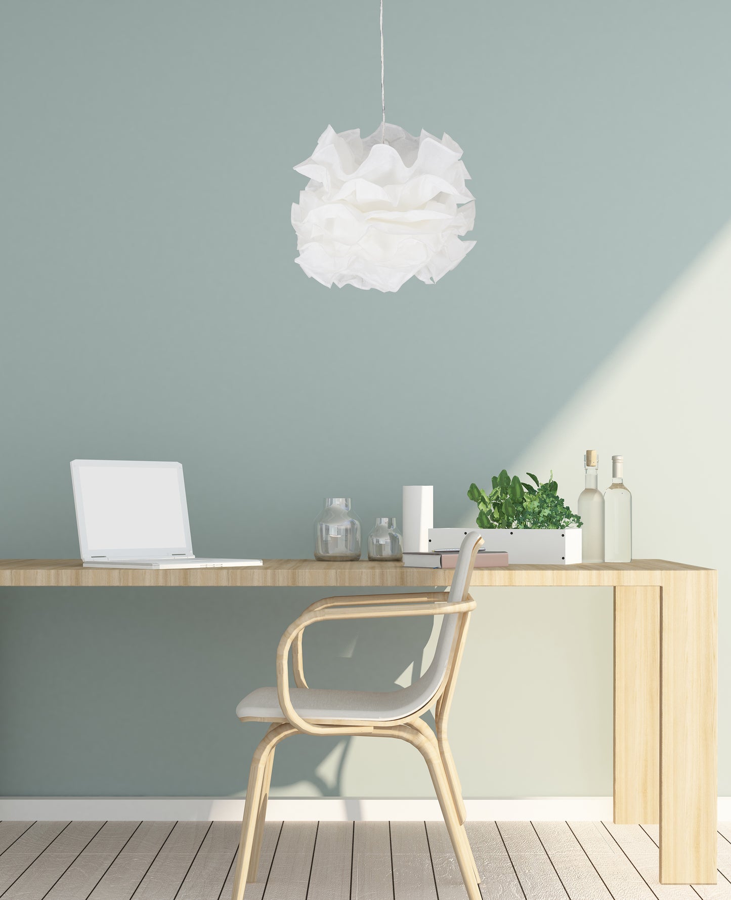 Pendelleuchten - Papier Pendelleuchte "FEDORA", Hängelampe im Romantic Style, aus Papier und Kunststoff in weiß, 120 cm hoch, Ø 55 cm, E27-Fassung