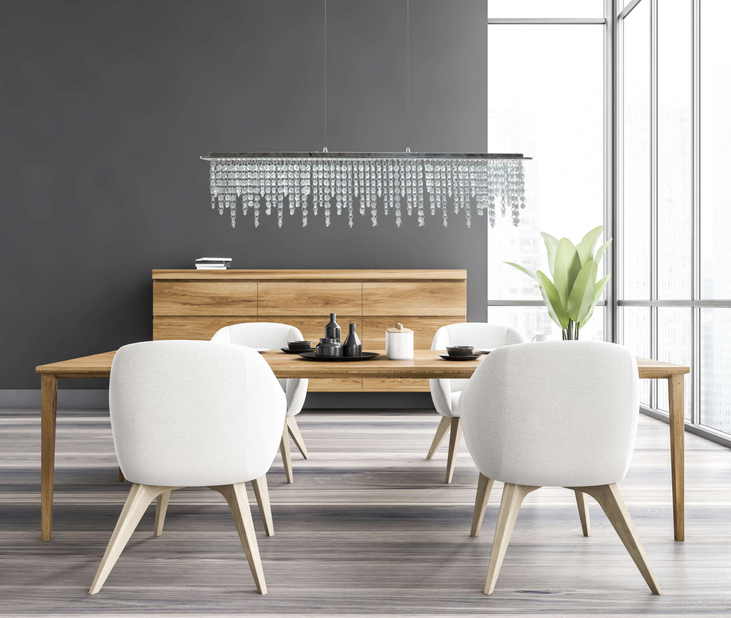 LED Pendelleuchte "DIAMONDS" L: 120cm chrom