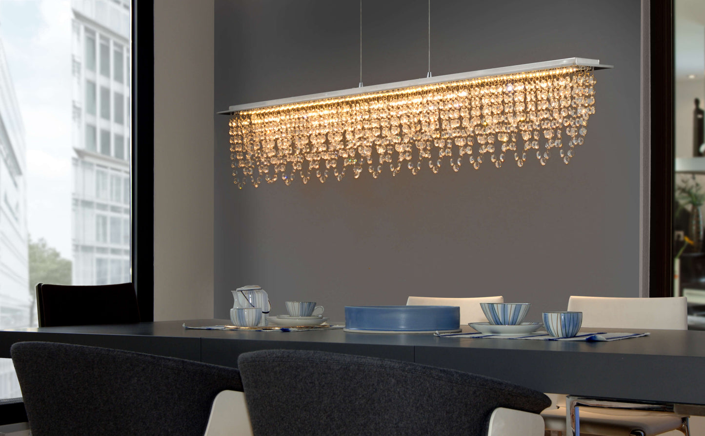 LED Pendelleuchte "DIAMONDS" L: 120cm chrom