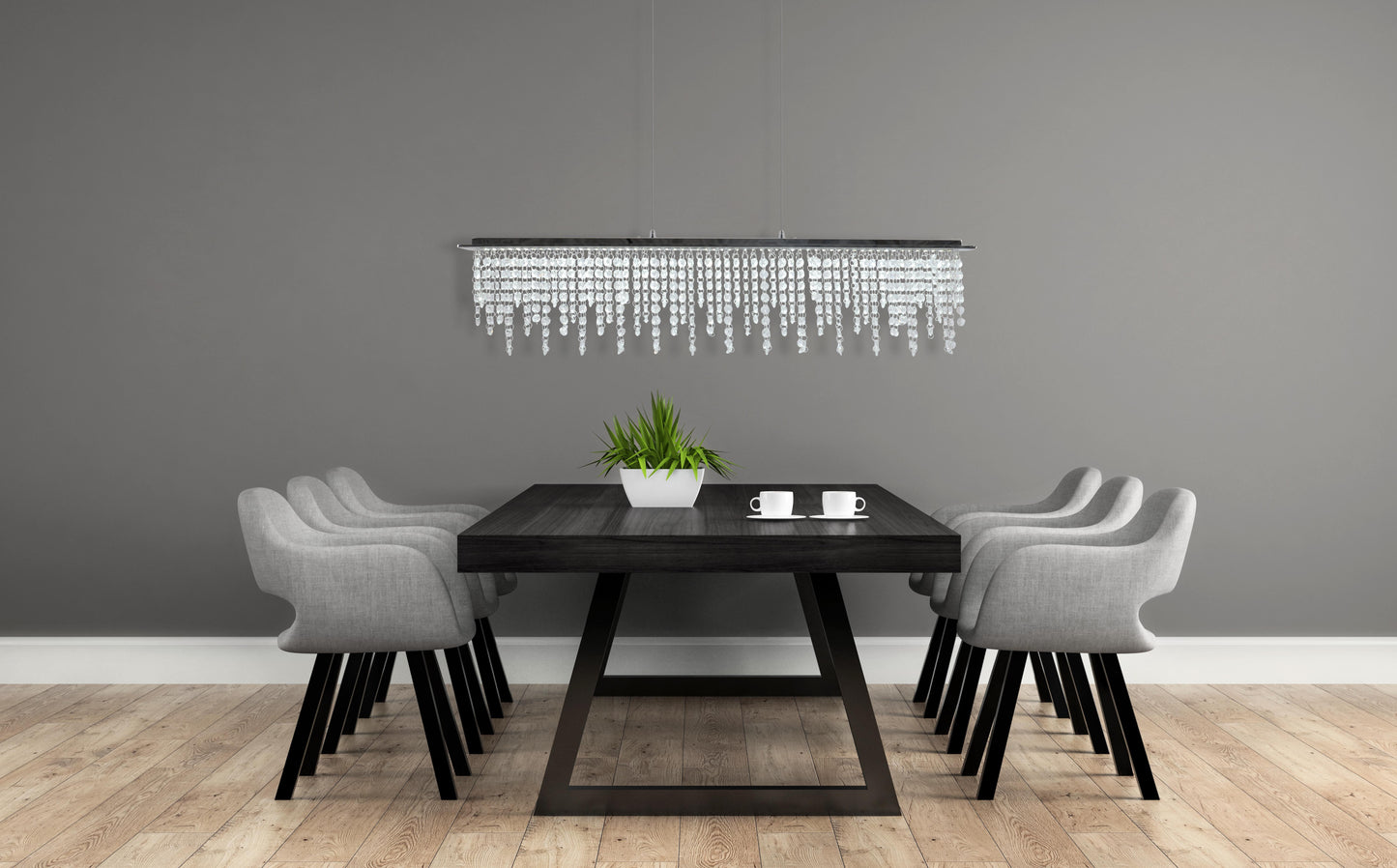 LED Pendelleuchte "DIAMONDS" L: 120cm chrom
