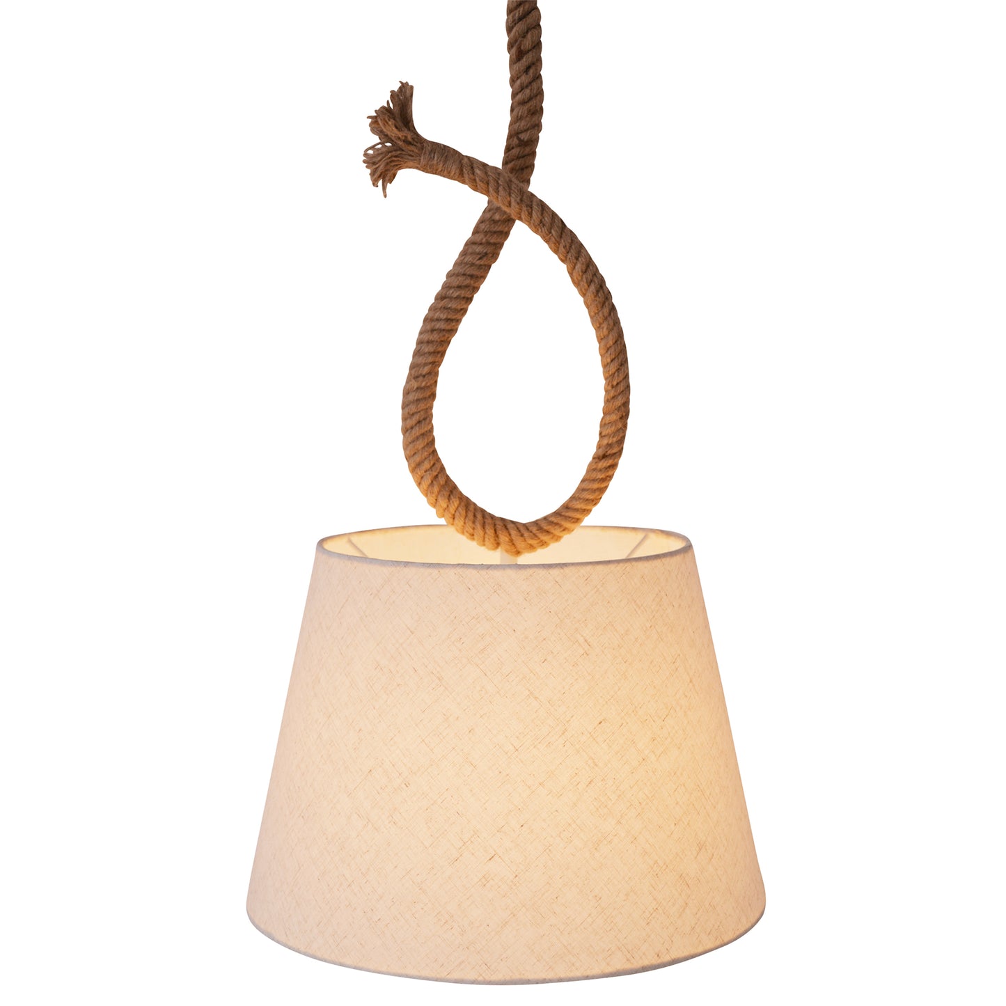 Pendelleuchten - Pendelleuchte "ROPE" d: 35cm, Hängelampe im Landhaus Stil, aus Metall und Textilmaterial in natur, 145 cm hoch, Ø 35 cm, E27-Fassung