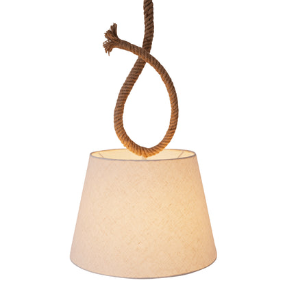 Pendelleuchten - Pendelleuchte "ROPE" d: 35cm, Hängelampe im Landhaus Stil, aus Metall und Textilmaterial in natur, 145 cm hoch, Ø 35 cm, E27-Fassung