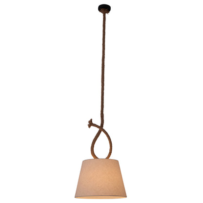 Pendelleuchten - Pendelleuchte "ROPE" d: 35cm, Hängelampe im Landhaus Stil, aus Metall und Textilmaterial in natur, 145 cm hoch, Ø 35 cm, E27-Fassung