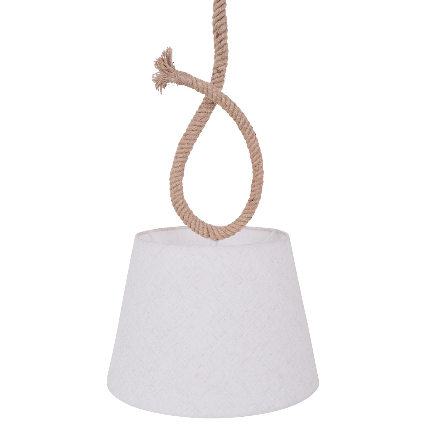 Pendelleuchten - Pendelleuchte "ROPE" d: 35cm, Hängelampe im Landhaus Stil, aus Metall und Textilmaterial in natur, 145 cm hoch, Ø 35 cm, E27-Fassung