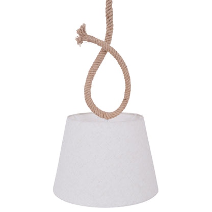 Pendelleuchten - Pendelleuchte "ROPE" d: 35cm, Hängelampe im Landhaus Stil, aus Metall und Textilmaterial in natur, 145 cm hoch, Ø 35 cm, E27-Fassung