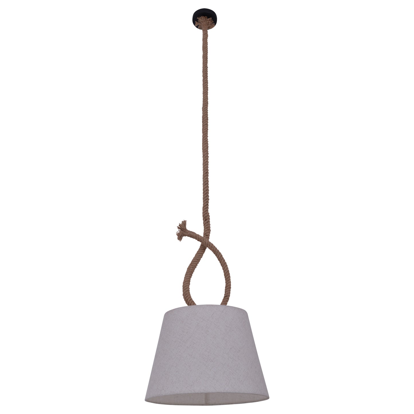 Pendelleuchten - Pendelleuchte "ROPE" d: 35cm, Hängelampe im Landhaus Stil, aus Metall und Textilmaterial in natur, 145 cm hoch, Ø 35 cm, E27-Fassung