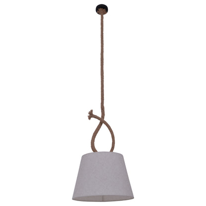 Pendelleuchten - Pendelleuchte "ROPE" d: 35cm, Hängelampe im Landhaus Stil, aus Metall und Textilmaterial in natur, 145 cm hoch, Ø 35 cm, E27-Fassung