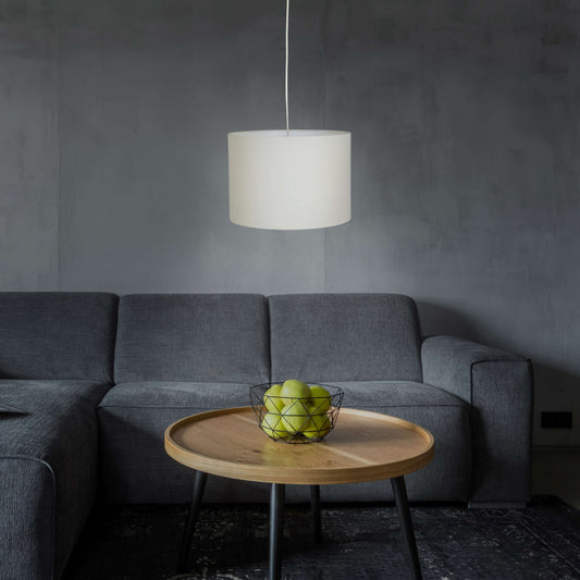 Pendelleuchten - Pendelleuchte "TOM" D: 30cm beige, Hängelampe im Klassik Stil, aus Textilmaterial und Kunststoff in beige, 21 cm hoch, Ø 30 cm, E27-Fassung