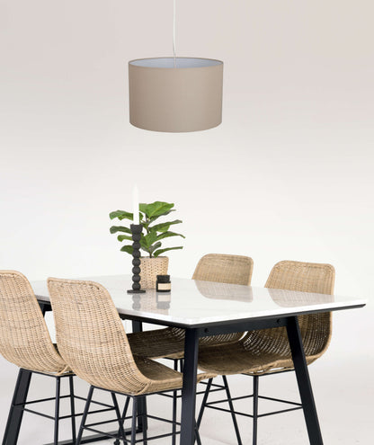 Pendelleuchten - Pendelleuchte "TOM" D: 30cm braun, Hängelampe im Klassik Stil, aus Textilmaterial und Kunststoff in braun, 21 cm hoch, Ø 30 cm, E27-Fassung