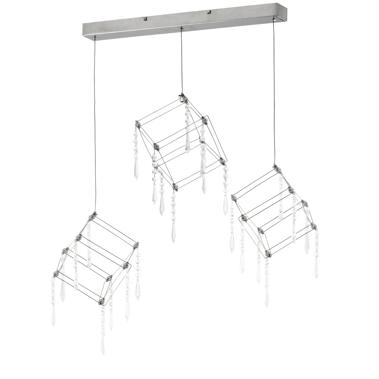Pendelleuchte - LED Pendelleuchte "ARANEUS" chrom, Hängelampe im Design Style, ausMetall und Kunststoff in chrome, 150 cm hoch, Maße 80 x 15,5 cm, Inkl. LED