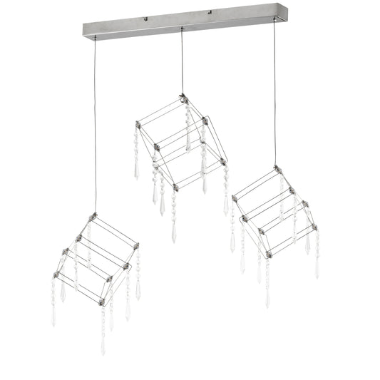 Pendelleuchte - LED Pendelleuchte "ARANEUS" chrom, Hängelampe im Design Style, ausMetall und Kunststoff in chrome, 150 cm hoch, Maße 80 x 15,5 cm, Inkl. LED
