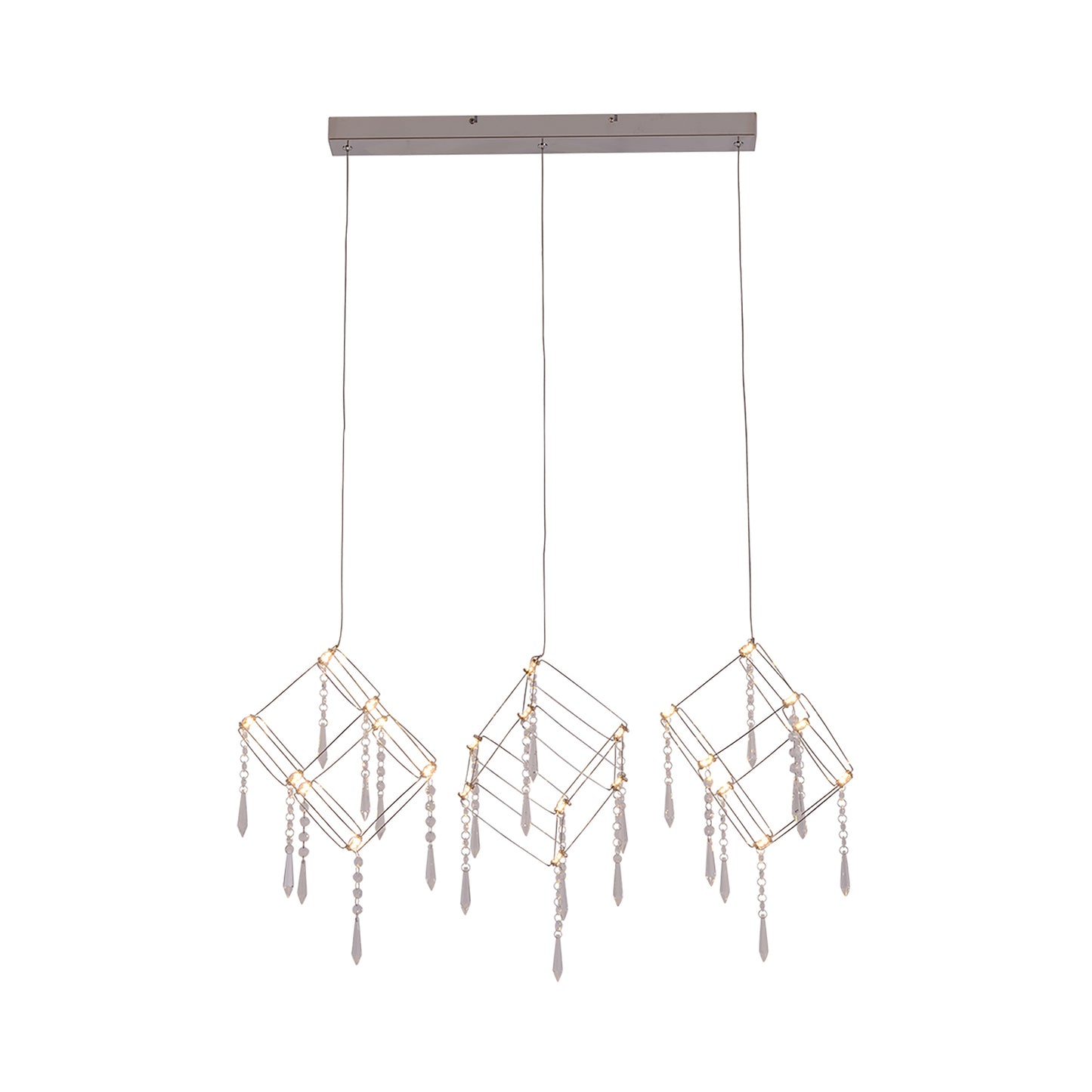 Pendelleuchte - LED Pendelleuchte "ARANEUS" chrom, Hängelampe im Design Style, ausMetall und Kunststoff in chrome, 150 cm hoch, Maße 80 x 15,5 cm, Inkl. LED
