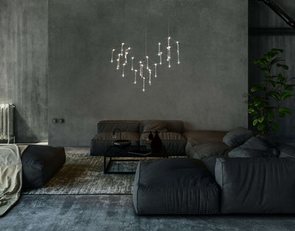Pendelleuchte - LED Pendelleuchte "ARANEUS" chrom, Hängelampe im Design Style, ausMetall und Kunststoff in chrome, 150 cm hoch, Maße 80 x 15,5 cm, Inkl. LED