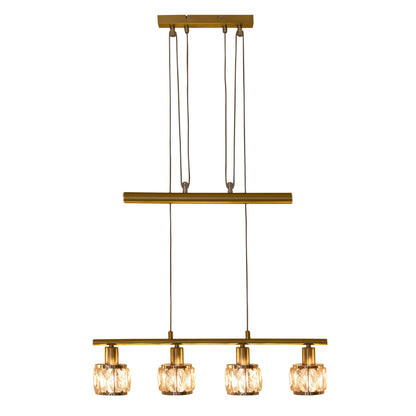 Pendelleuchte - LED-Gegenzugpendelleuchte "JOSEFA" E14 Filament, Hängelampe im Retro Style, ausMetall und Kunststoff in gold, 160 cm hoch, Maße 60 x 10 cm, E14-Fassung