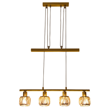 Pendelleuchte - LED-Gegenzugpendelleuchte "JOSEFA" E14 Filament, Hängelampe im Retro Style, ausMetall und Kunststoff in gold, 160 cm hoch, Maße 60 x 10 cm, E14-Fassung