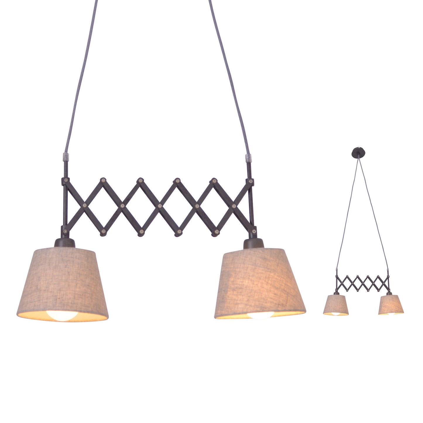 Scheren-/Pendelleuchte "ADRIENNE" max. B: 35-57cm natur