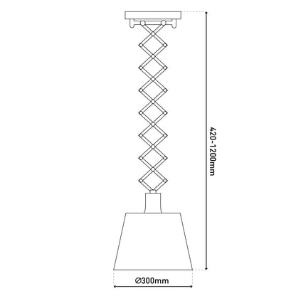 Scheren-/Pendelleuchte "ADRIENNE" max. H: 120cm natur
