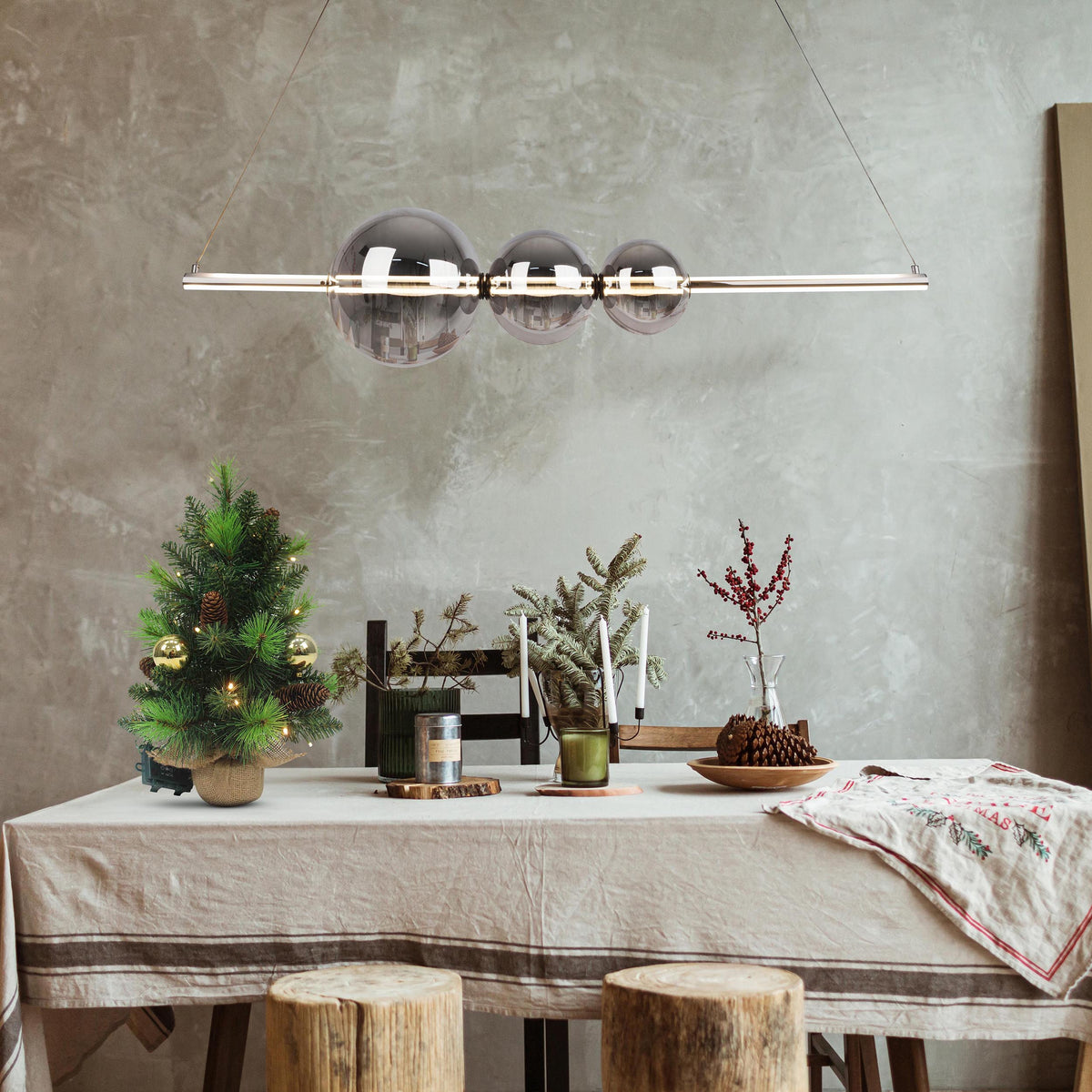 LED Pendelleuchte "NOVA" L: 125,3cm chrom