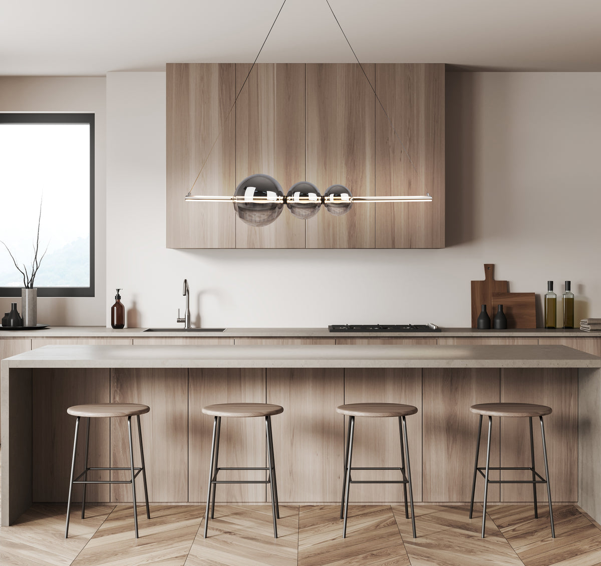 LED Pendelleuchte "NOVA" L: 125,3cm chrom