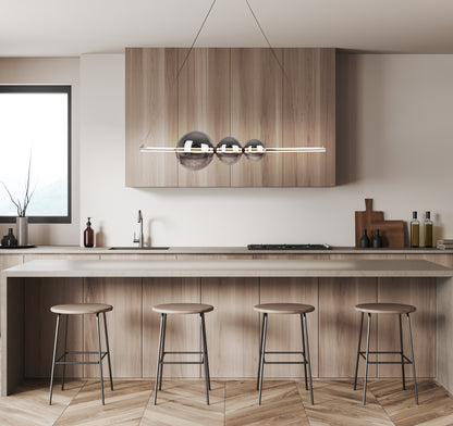 LED Pendelleuchte "NOVA" L: 125,3cm chrom