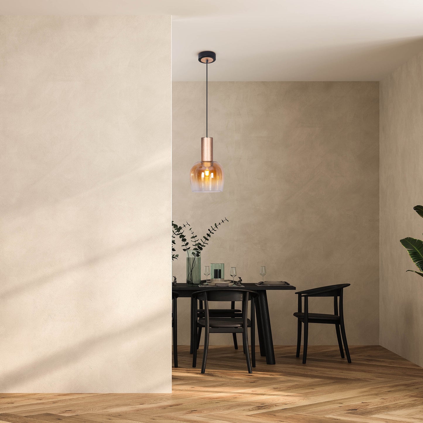 1er Pendelleuchte "FUNDA" amber