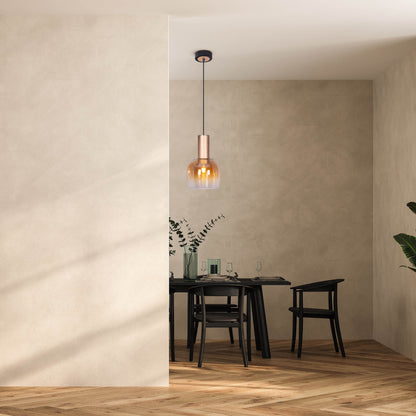1er Pendelleuchte "FUNDA" amber