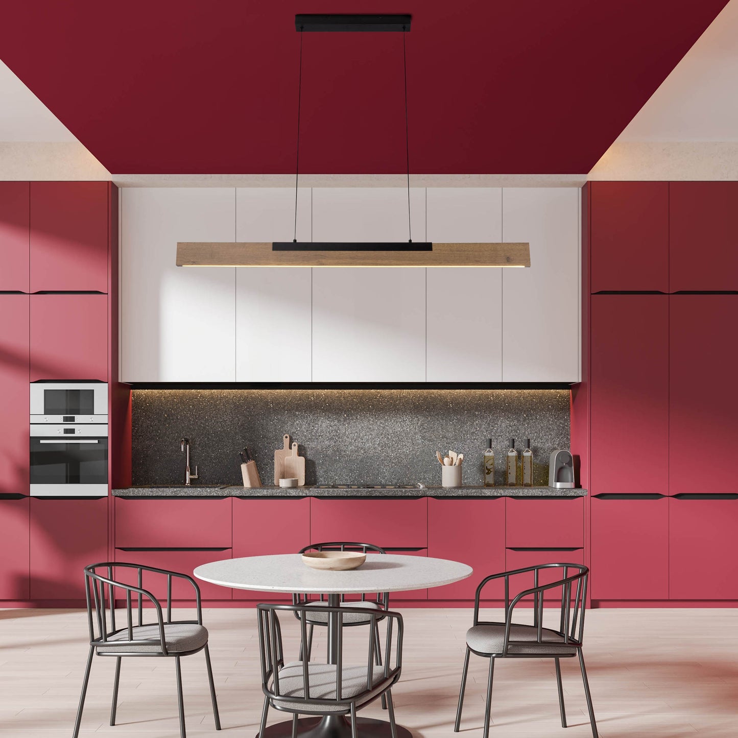 LED Pendelleuchte "WILMA" L: 122cm braun/schwarz