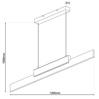 LED Pendelleuchte "WIEBKE" L: 120,5cm schwarz/braun